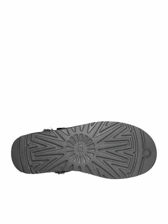 Mini Bailey Bow II Suede Women's Ankle Boots with Fur Gray