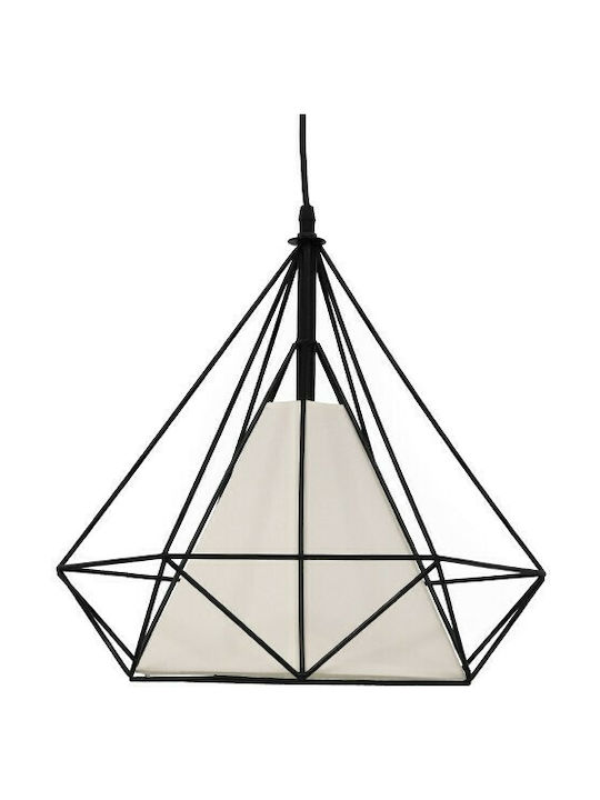 GloboStar Kairi Hängelampe Schwarz Raster mit Fassung E27 38x39cm.