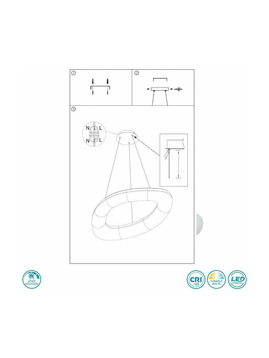Wofi Espoo Pendant Light White 71cm