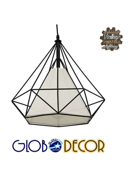 GloboStar Kairi Hängelampe Schwarz Raster mit Fassung E27 38x39cm.