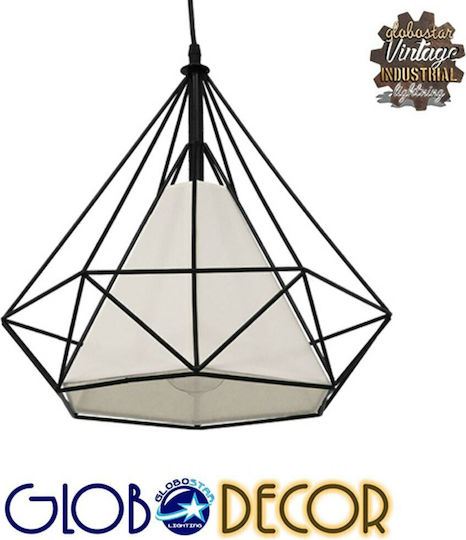 GloboStar Kairi Hängelampe Schwarz Raster mit Fassung E27 38x39cm.