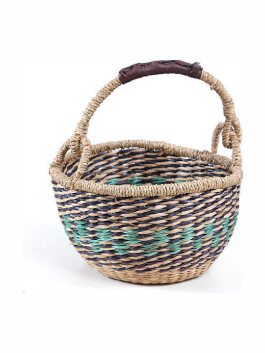 Wicker Decorative Basket Frost Μαύρο-Γαλάζιο 20x20x14εκ. Soulworks