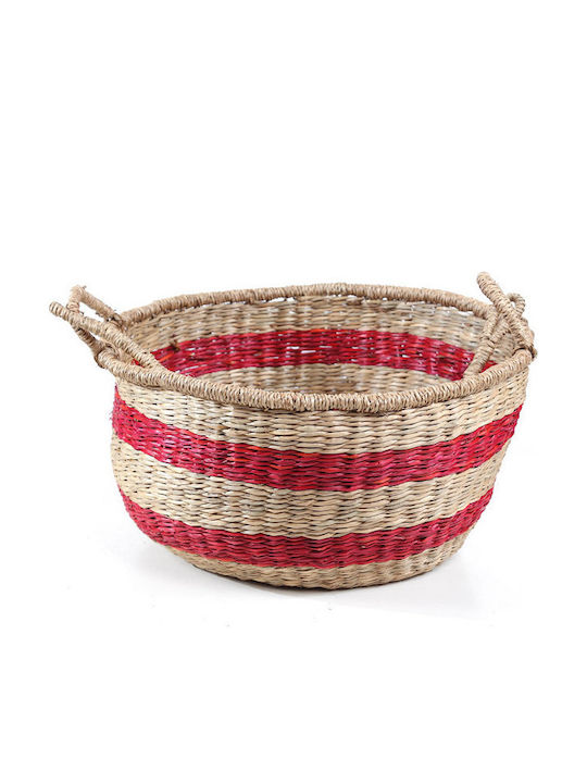 Soulworks Set of Decorative Baskets Straw with Handles Red-Natural 5pcs