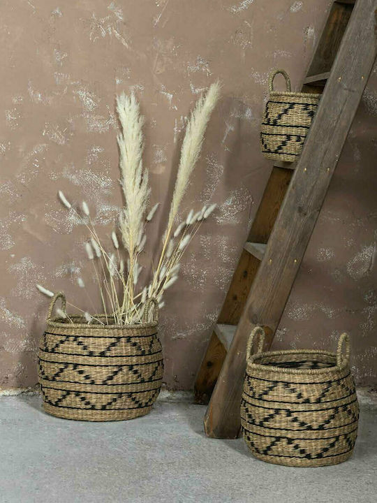 Nima Samira Coș decorativ Din paie cu mânere Beige 28x28x27buc