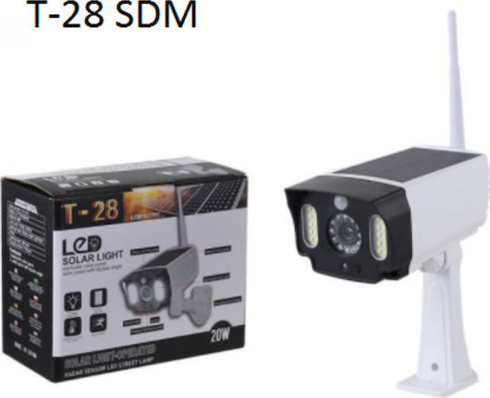 T-28 Solar Dummy Surveillance Bullet Camera with LED Lighting White