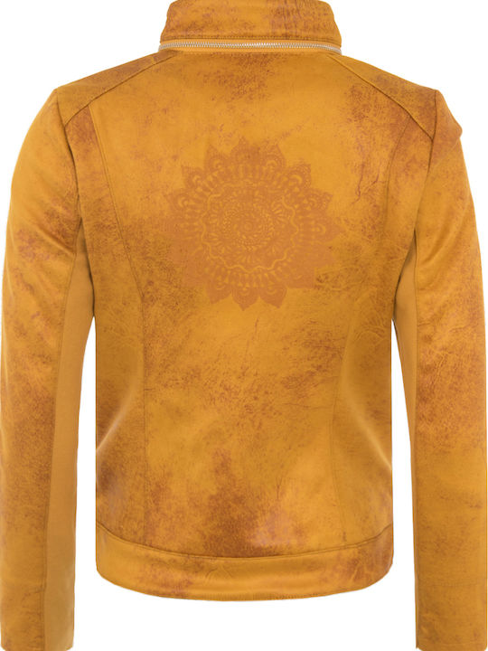 Merlin Γυναικείο Suede Biker Jacket Κίτρινο