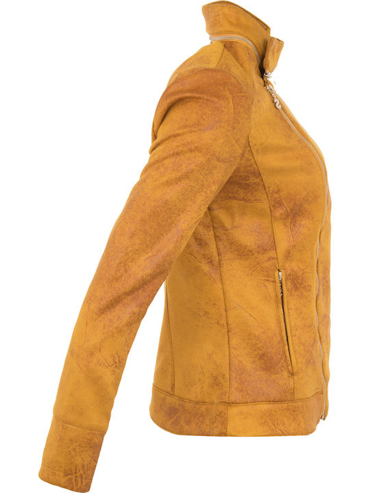Merlin Γυναικείο Suede Biker Jacket Κίτρινο