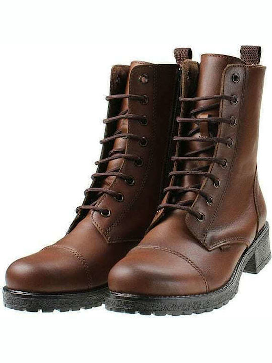 Leather Women's Ankle Boots Tabac Brown