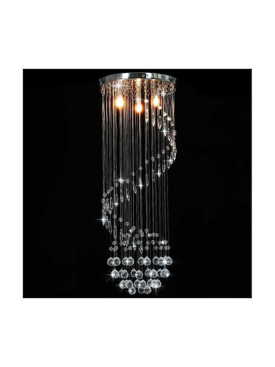 vidaXL Pendant Light Silver with Crystals for Socket G9 30x80cm