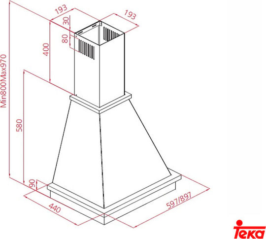 Teka OSA 970 VN Απορροφητήρας Καμινάδα 90cm Μπεζ