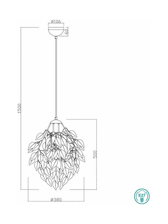 Trio Lighting Ρυθμιζόμενο Κρεμαστό Φωτιστικό Λευκό Καμπάνα με Ντουί E27 38εκ.