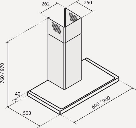 Davoline TAU HPA Chimney Vent Hood 90cm Inox