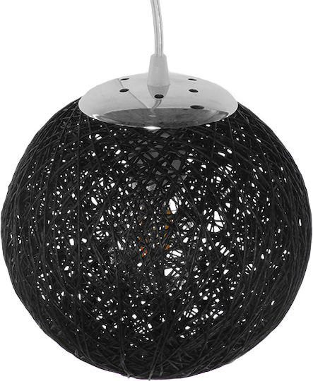 GloboStar Rattan Lustră Negru cu Dulie E27 22x22x20cm.