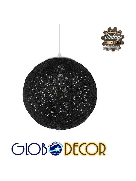 GloboStar Rattan Pendant Light Black with Socket E27 22x22x20cm
