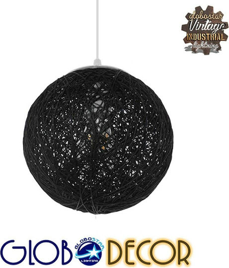 GloboStar Rattan Lustră Negru cu Dulie E27 22x22x20cm.