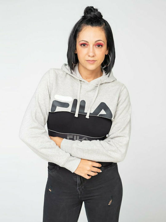 Nelia Cropped Women's Sweatshirt Hooded Gray