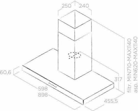 Elica Joy WHIX/A/90 Απορροφητήρας Καμινάδα 90cm Inox