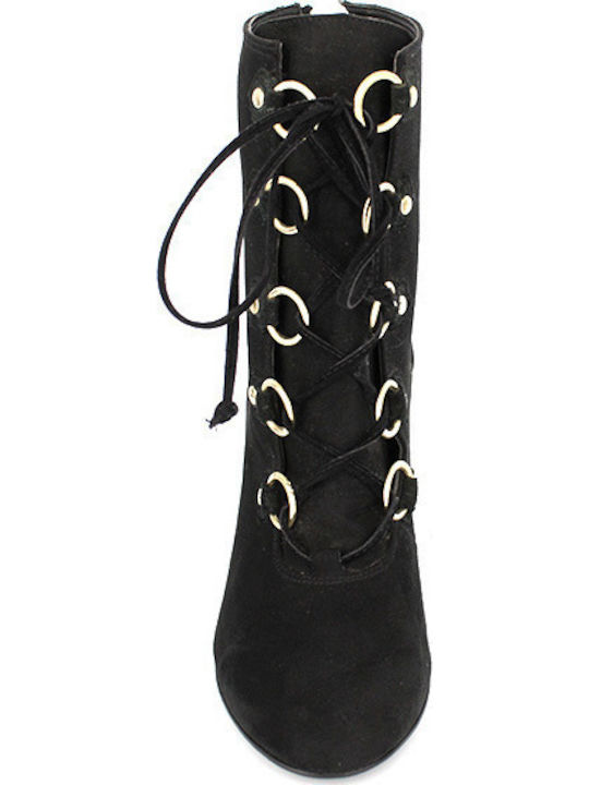 Leder Stiefeletten Damen Schwarz