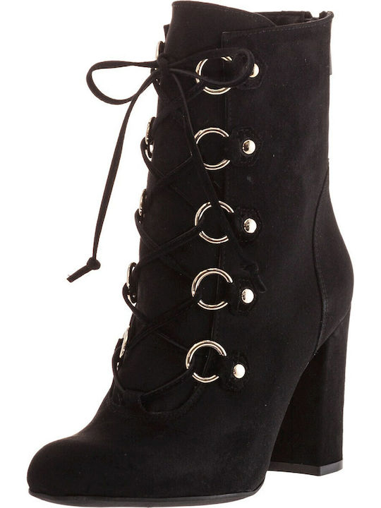 Leder Stiefeletten Damen Schwarz