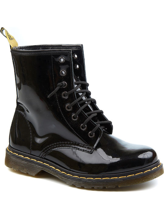 Women's Patent Leather Ankle Boots Black