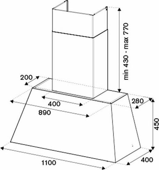 Bertazzoni KR110 HER 1 A D C Chimney Vent Hood 110cm Inox