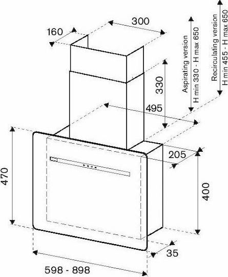 Bertazzoni KV90PRO1NA Chimney Vent Hood 90cm Black