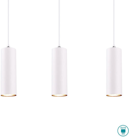 Trio Lighting Marley Adjustable Pendant Light White Rail for 4 Bulbs GU10 75cm