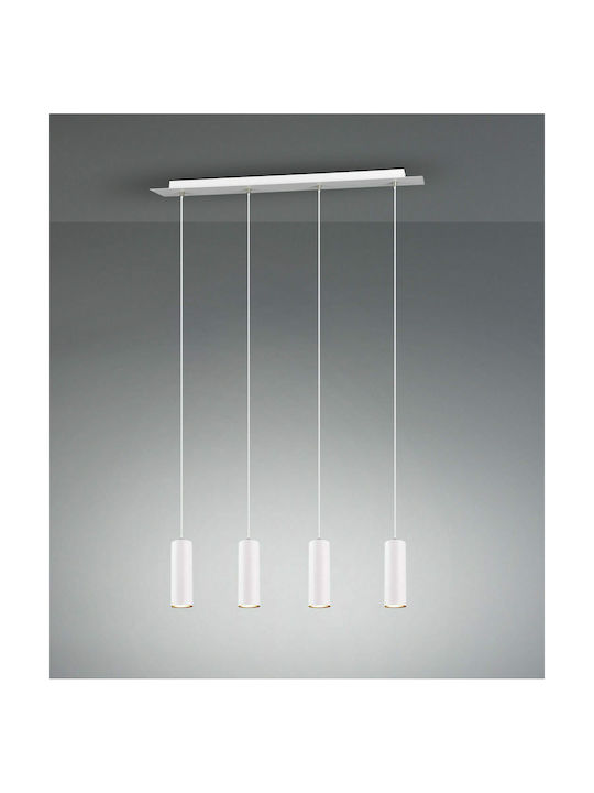 Trio Lighting Marley Ρυθμιζόμενο Κρεμαστό Φωτιστικό Λευκό Ράγα για 4 Λαμπτήρες GU10 75εκ.