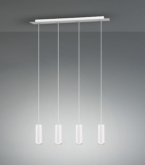Trio Lighting Marley Adjustable Pendant Light White Rail for 4 Bulbs GU10 75cm