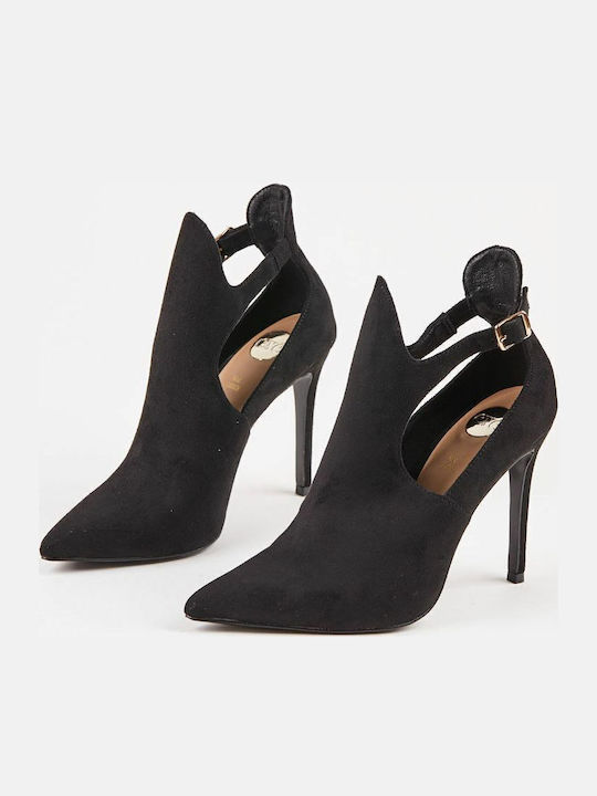 Jessica 920 Suede Γυναικεία Μποτάκια με Ψηλό Τακούνι Μαύρα
