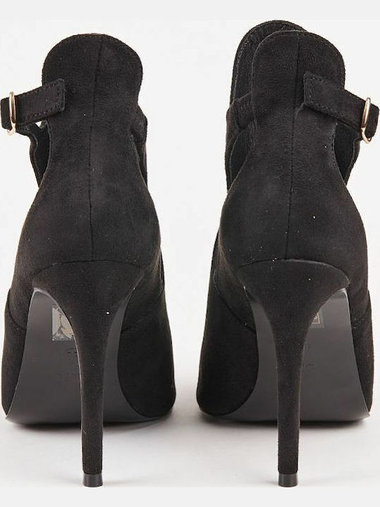 Jessica 920 Suede Γυναικεία Μποτάκια με Ψηλό Τακούνι Μαύρα