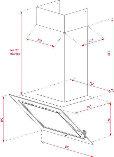 Teka DLV 99670 TOS Απορροφητήρας Καμινάδα 90cm Μαύρος