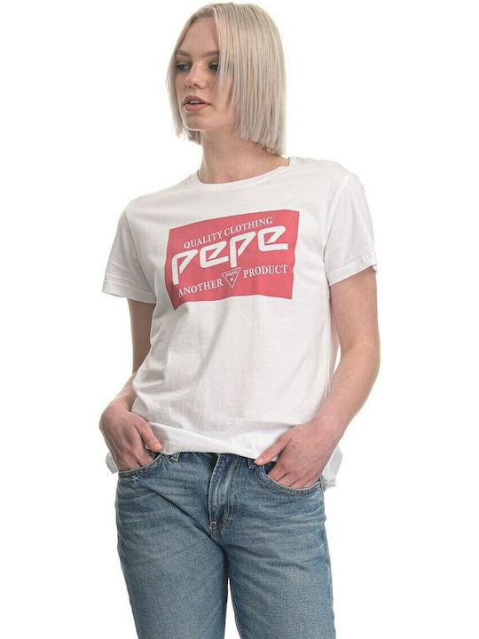Pepe Jeans 45TH 06L Γυναικείο T-shirt Λευκό με Στάμπα