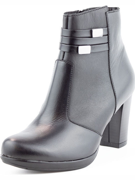 Leder Stiefeletten Damen Schwarz