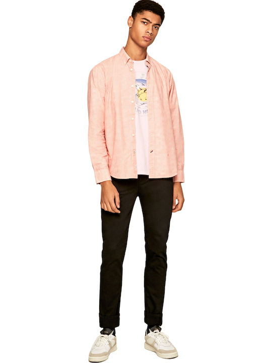 Lewis Long-sleeved Cotton Shirt Orange