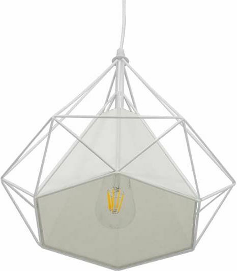 GloboStar Kairi Deckenleuchte Weißes Raster mit Lampenbirnensockel E27 38x39x39cm