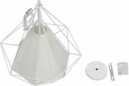 GloboStar Kairi Deckenleuchte Weißes Raster mit Lampenbirnensockel E27 38x39x39cm
