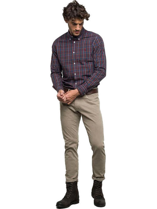 Long Sleeve Checked Blue Shirt