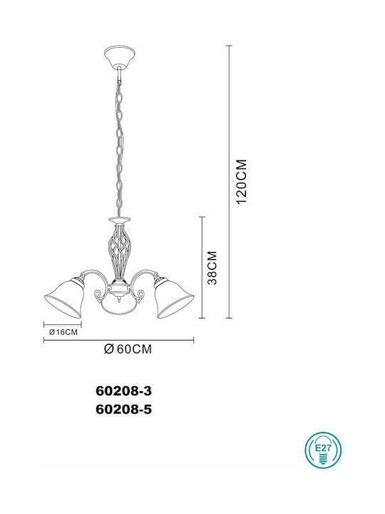 Globo Lighting Odin Κρεμαστό Φωτιστικό Μπρούτζινο με Ντουί E27 60εκ.