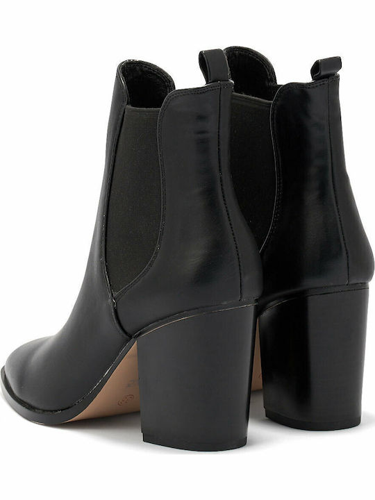 Damen Chelsea Stiefeletten mit hohem Absatz Schwarz
