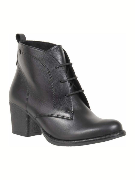 Leder Stiefeletten Damen Schwarz