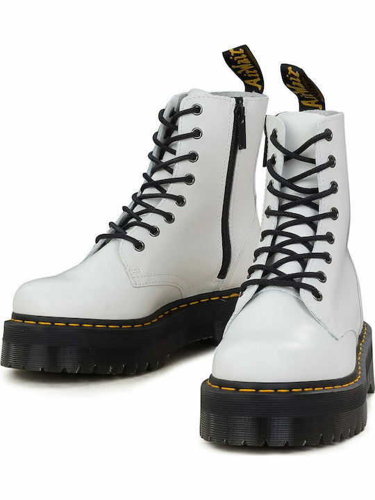 Jadon Leather White Boots