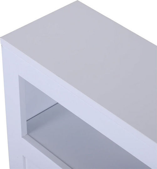 HomCom Wheeled Wooden Bathroom Furniture Bathroom Cabinet L52xW16xH71cm White