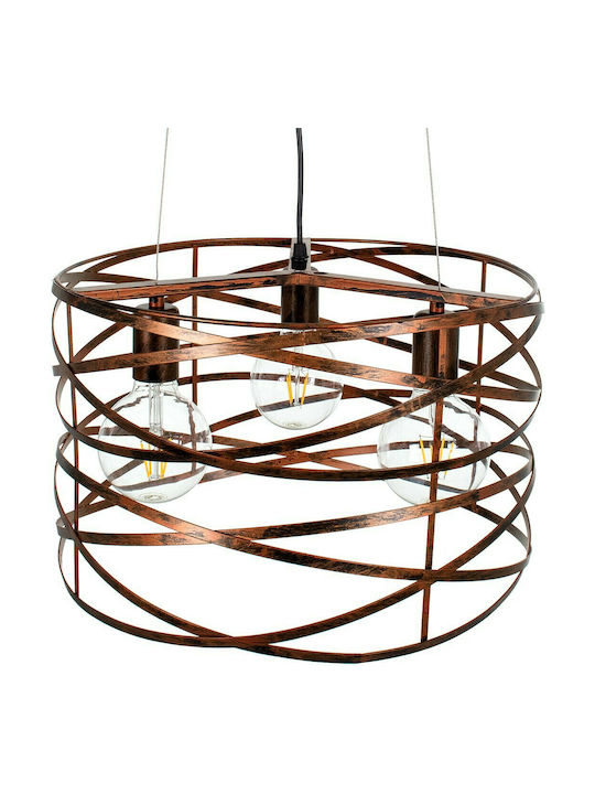 GloboStar Token Pendant Light Brown Grid with Socket E27 44x44x29cm
