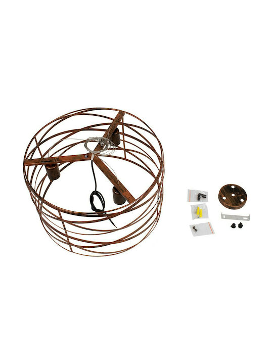 GloboStar Token Pendant Light Brown Grid with Socket E27 44x44x29cm