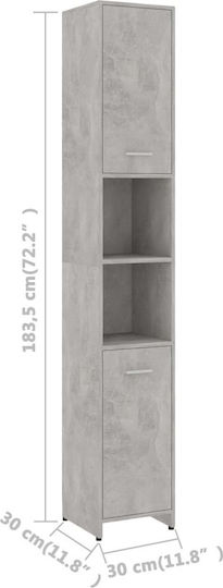 vidaXL Badezimmersäule Boden H30xB30xH183.5cm Gray