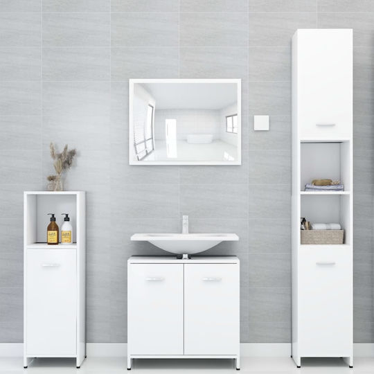 vidaXL Floor Bathroom Column Cabinet L30xD30xH95cm White