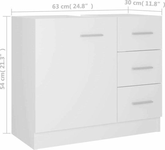 vidaXL Шкаф без Мивка Д63xШ30xВ54см Бял
