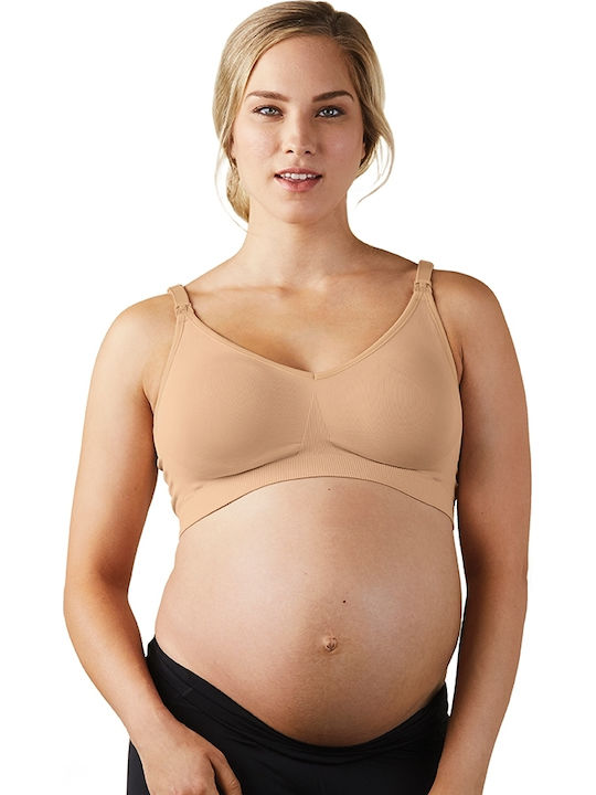 Bravado Body Silk Seamless BRV-1401-BS Maternity & Nursing Sports Bra with Clips Beige
