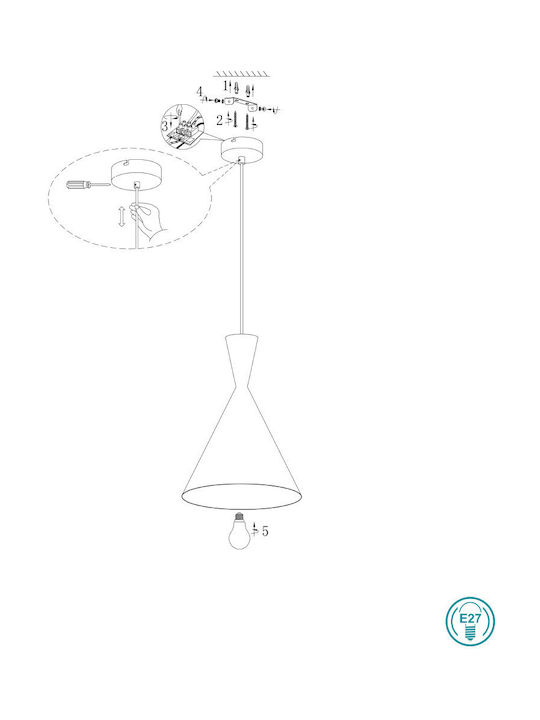 Wofi Anur Pendant Light Brown with Socket E27 25cm